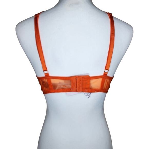 Savage X Fenty Sharp Satin Bra Spicy‎ Orange Size 38C - Picture 4 of 12